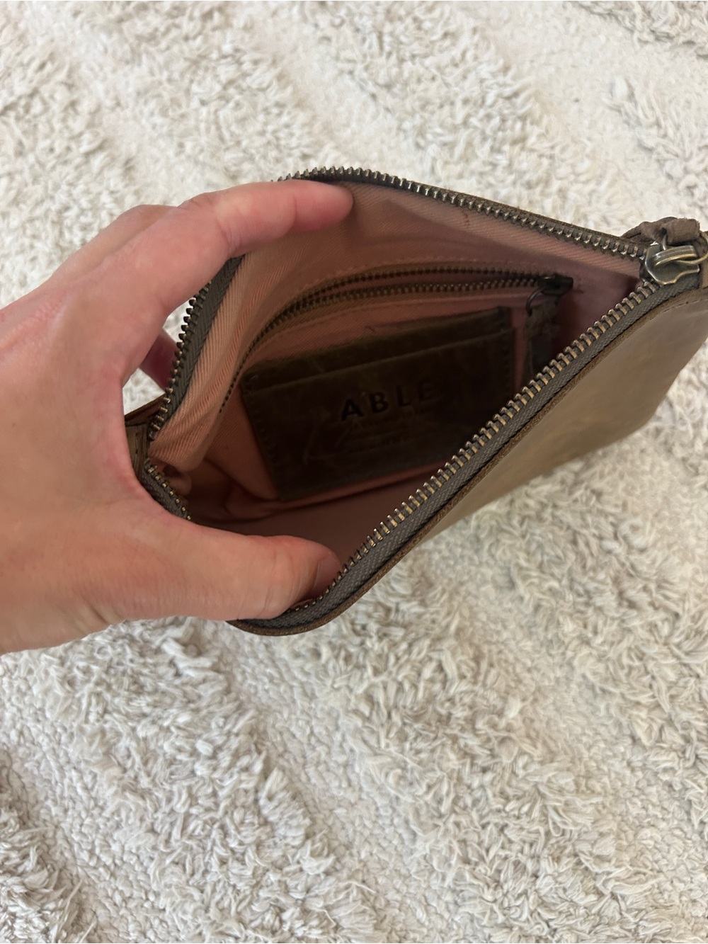 Able Gray Leather Wristlet - Picture 3 of 5